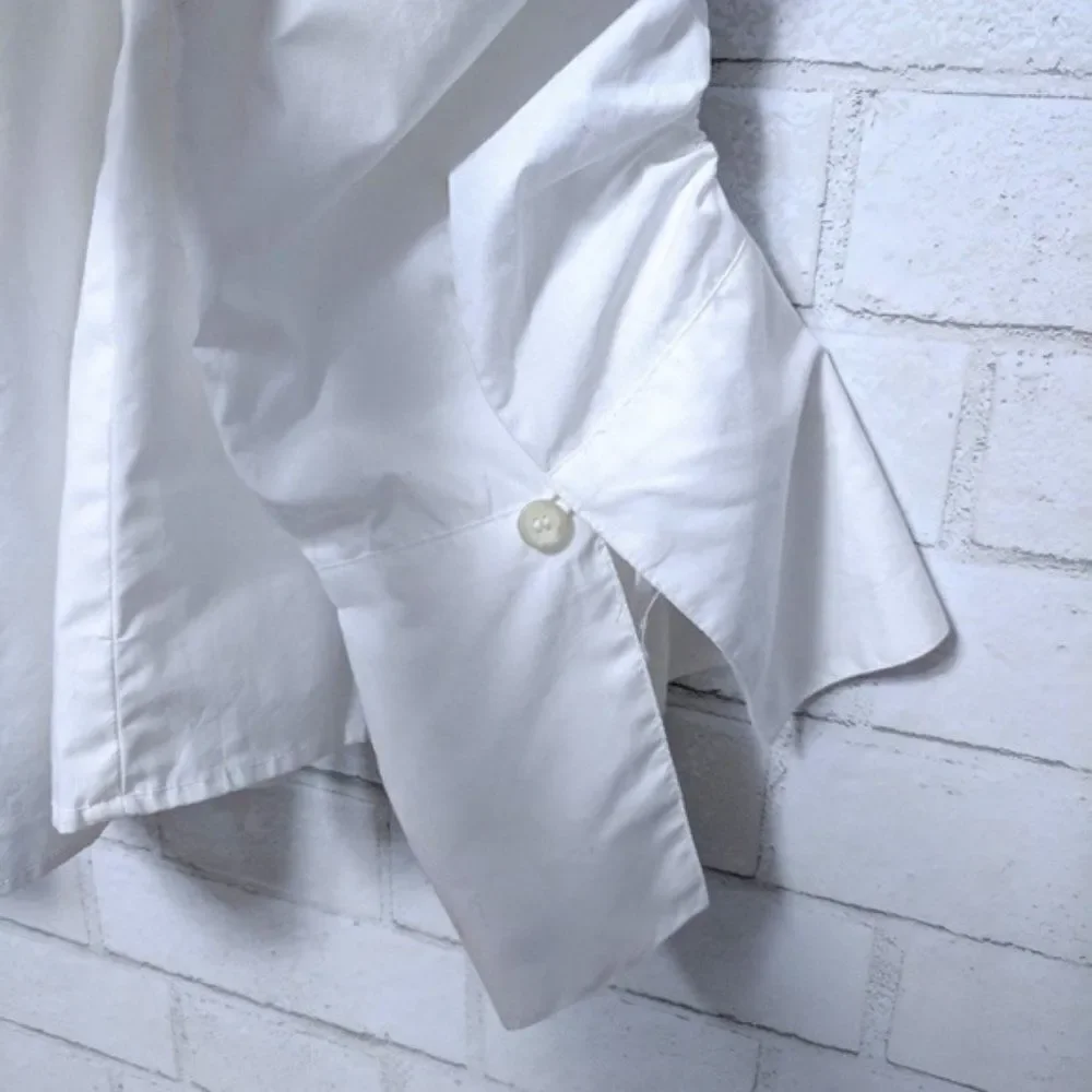 NWT FREE PEOPLE Puff Ruched Sleeve Button Shirt M